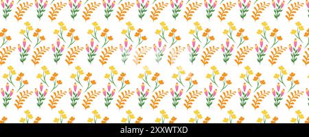 Floral seamless leaf pattern. Brown beige leaves and sprouts. Illustrated background. Vector. Print for textile or web. Stock Vector