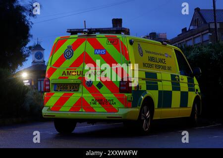 An emergency ambulance seen parked outside Armley Prison in Leeds,West Yorkshire,UK Stock Photo