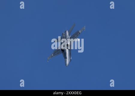 RCAF McDonnell Douglas CF-188 Hornet flying on July 19th 2024 at RAF Fairford, Gloucestershire, UK Stock Photo