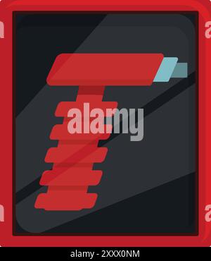 Red fire safety box containing a fire hose hanging on a wall Stock Vector
