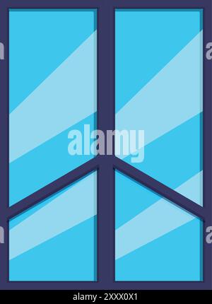 Modern plastic window frame offering view of blue sky Stock Vector