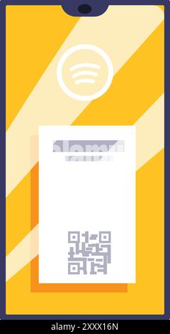 Smartphone displaying a music streaming app is showing a qr code for a contactless payment Stock Vector