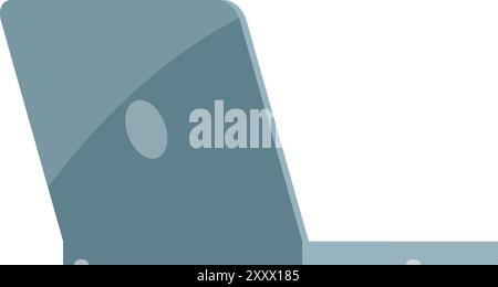 Modern slim laptop standing on a table with its screen slightly open Stock Vector
