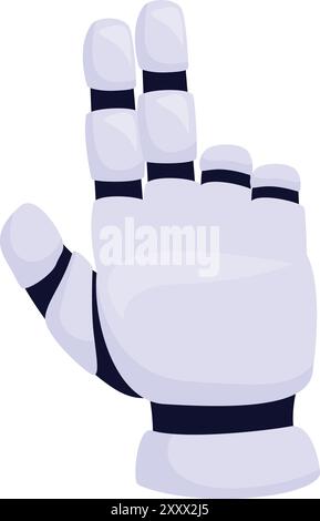 Cartoon robot hand showing number three gesture isolated on white background Stock Vector