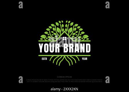 Tree House Cabin Chalet Real Estate Logo Design Vector Stock Vector