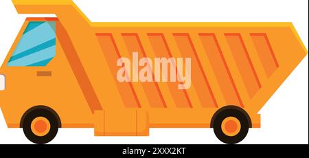 Orange tipper truck is transporting building materials Stock Vector