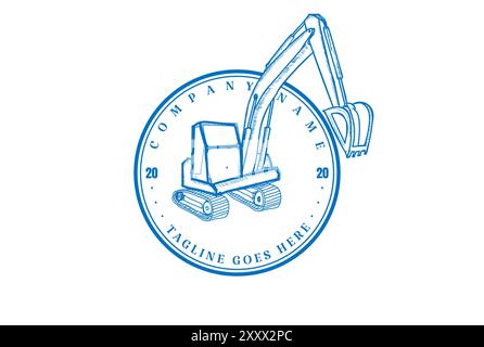 Vintage Retro Mining Backhoe Excavator Logo Design Vector Stock Vector