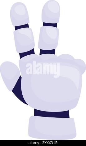 Robotic hand is making the peace sign with its index and middle fingers raised Stock Vector