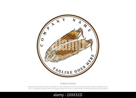 Vintage Retro Corn Farm Product Label Stamp Logo Design Vector Stock Vector