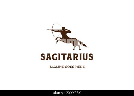 Sagittarius Man Male Horse with Archery Aim for Zodiac Logo Design Vector Stock Vector