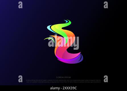 Simple Minimalist Colorful Flame Fire Logo Design Vector Stock Vector