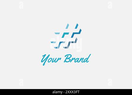 Modern 3D Simple Minimalist Hashtag Symbol Logo Design Vector Stock Vector