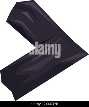 Piece of black duct tape forming a right angle arrow pointing to the right Stock Vector
