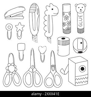 Doodle stationery vector set Stock Vector