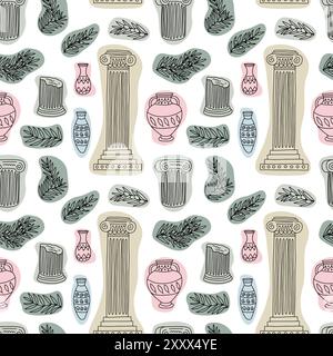 Marble ancient columns seamless pattern Stock Vector
