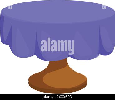 Wooden round table with purple tablecloth Stock Vector Image & Art - Alamy