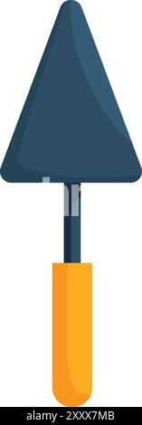 Triangular hand trowel with a wooden handle, commonly used in construction and gardening Stock Vector