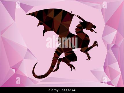 polygonal flying dragon vector illustration with abstract background Stock Vector