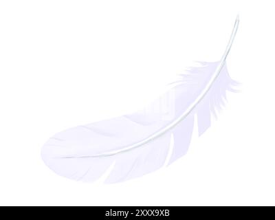 Pale lilac, violet feather isolated on a white background, watercolor hand drawn illustration. For decoration, cards and textile prints. Stock Photo