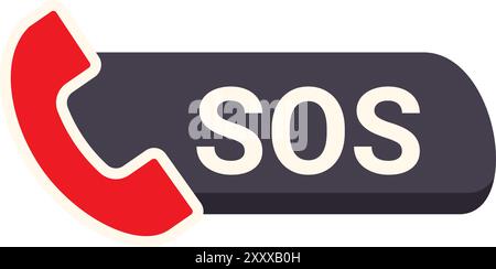 Red phone icon over sos message symbolizing emergency contact Stock Vector