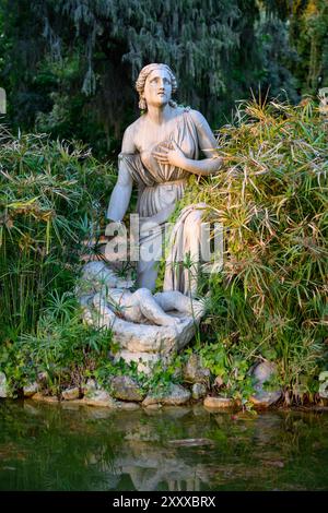 Fontana di Mosè salvato dalle acque [Fountain of Moses saved from the water] in Villa Borghese (a landscape garden/public park) in Rome. Stock Photo