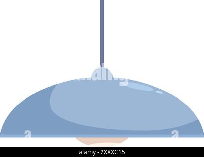 Blue ceiling lamp is hanging from the ceiling and illuminating the room Stock Vector