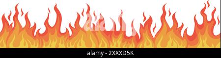 Seamless loopable fire and flames border isolated vector Stock Vector