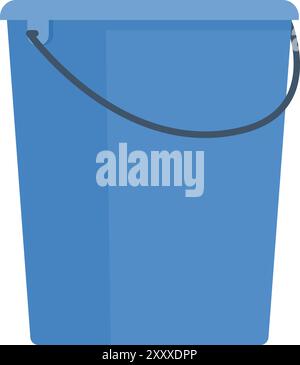 Blue clean plastic bucket for household chores, isolated Stock Vector