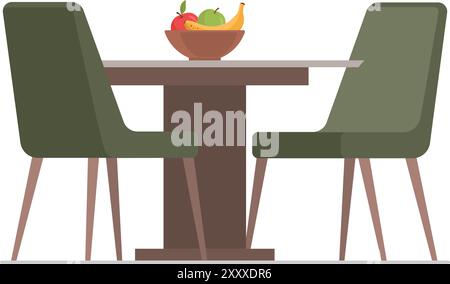 Set of chairs and table in the dining room, interior design concept, isolated Stock Vector