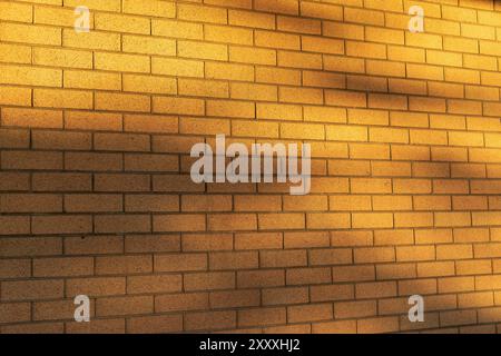 Forced Perspective Tree foliage shadows on bright tan brickwork Stock Photo