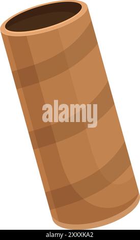 Empty cardboard cylinder tube is lying diagonally, creating a simple yet intriguing composition Stock Vector