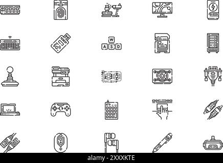 Computer peripherals icons collection is a vector illustration with ...