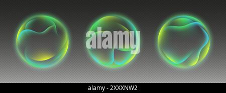 Abstract glowing spheres with vibrant neon colors. Smooth flowing gradients Stock Vector