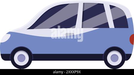 Blue family car is parked and showing its side view Stock Vector