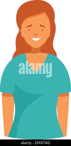 Friendly female doctor smiling wearing green scrubs Stock Vector