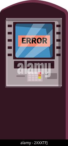 Atm is showing an error message, suggesting a malfunction or technical issue Stock Vector