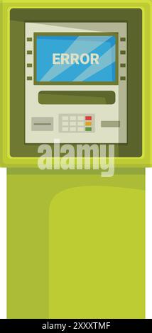 Green atm is showing error message on the screen Stock Vector
