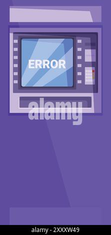 Modern atm machine is showing an error message on the screen Stock Vector
