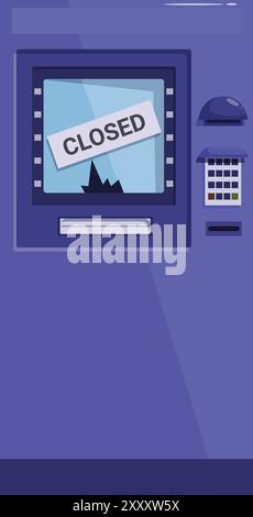 Closed atm machine showing out of service message Stock Vector Image ...