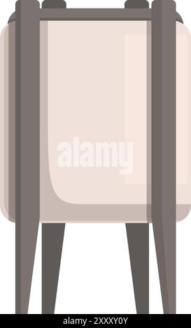Large metal tank standing on legs, front view, isolated on white background Stock Vector