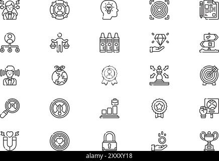 Business ethics icons . collection is a vector illustration with editable stroke. Stock Vector