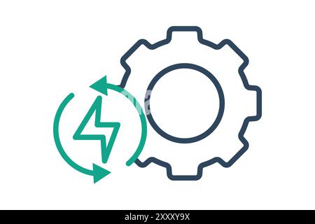 Energy efficiency icon. line icon style. gear with lightning. icon related to efficiency. productivity elements vector illustration Stock Vector