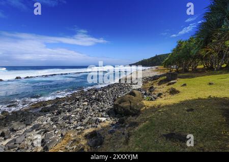 Beach at Grande Anse place, Reunion Island during a sunny day Stock Photo