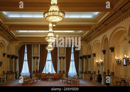 BUCHAREST/ROMANIA, SEPTEMBER 21 : Interior view of the Palace of the People building in Bucharest Romania on September 21, 2018 Stock Photo