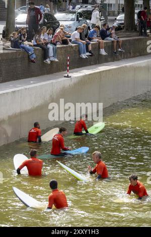 Surfing facility in the city centre of Rotterdam, Rif010, supposedly the world's first wave facility for surfers in a city, in the Steigersgracht, a 1 Stock Photo