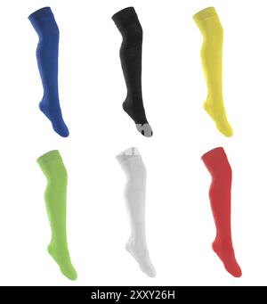 Set colored long socks. Isolated on white Stock Photo