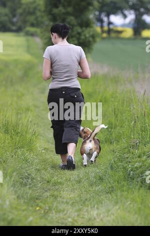Aggressive Walk Woman with her aggressive dog walking outdoors, closeup Stock Photo - Alamy