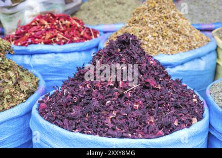 Dried and coloured cactus flowers Stock Photo