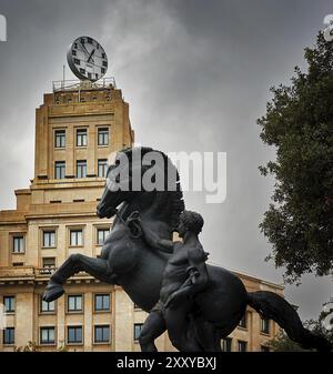 Placa de Catalunya Horse Statue Stock Photo