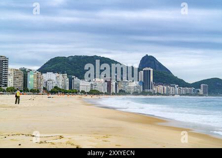 RIO DE JANEIRO, BRAZIL, MARCH 2, 1916 : View of Copacabana Beach in Rio de Janeiro in the evening Stock Photo